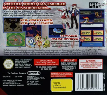 Pokemon - Edicion Platino (Spain) box cover back